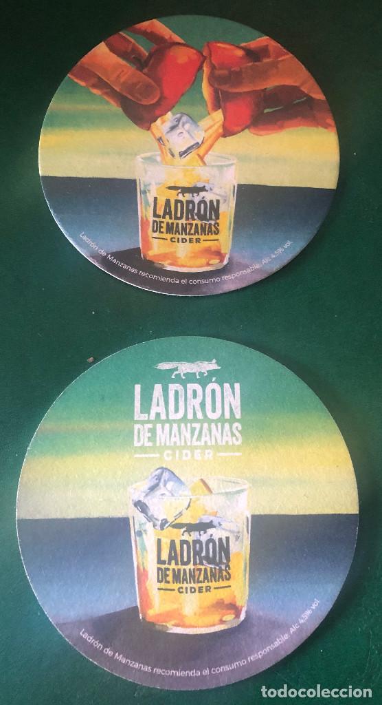 Collection of wines and liquors: Posavasos de sidra Ladr&oacute;n de Manzanas. Distinto dibujo por cada cara. Nuevo.