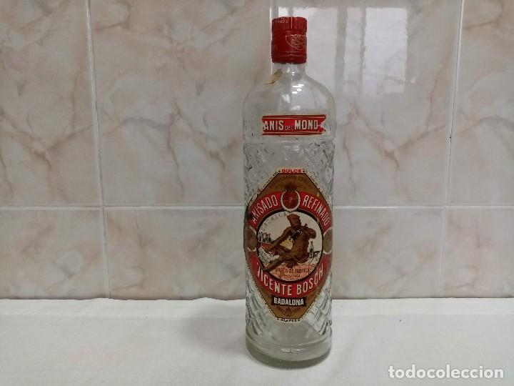 Coleccionismo de vinos y licores: Botella 1 litro Anis del Mono Vicente Bosch Badalona a&ntilde;os 60