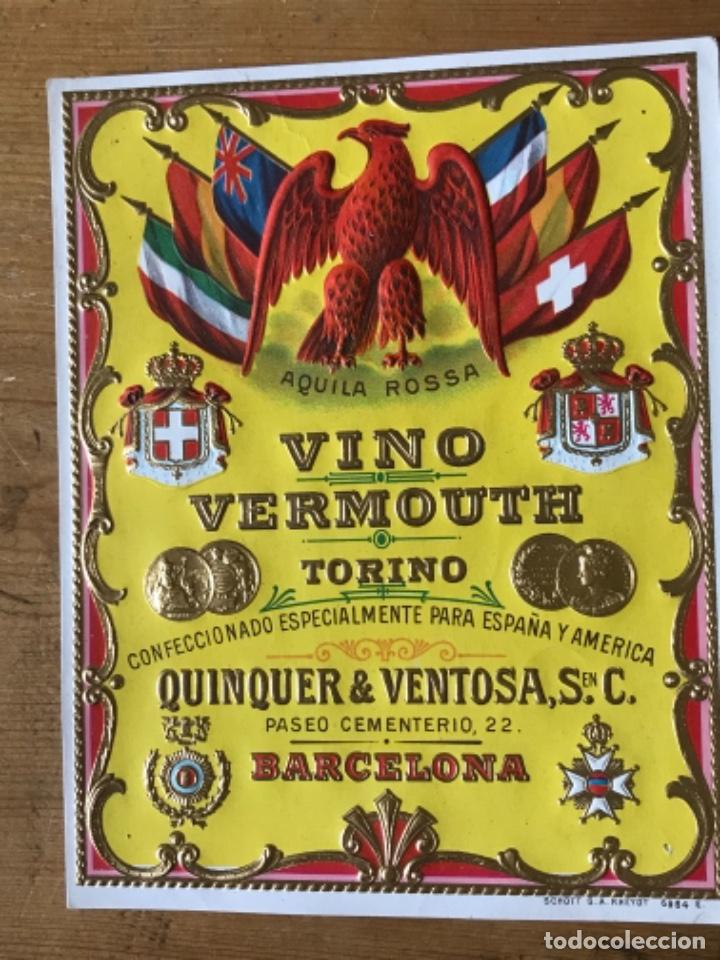 Coleccionismo de vinos y licores: ETIQUETA DE VINO VERMOUTH AQUILA ROSA.MUCHO RELIEVE. ORIGINAL