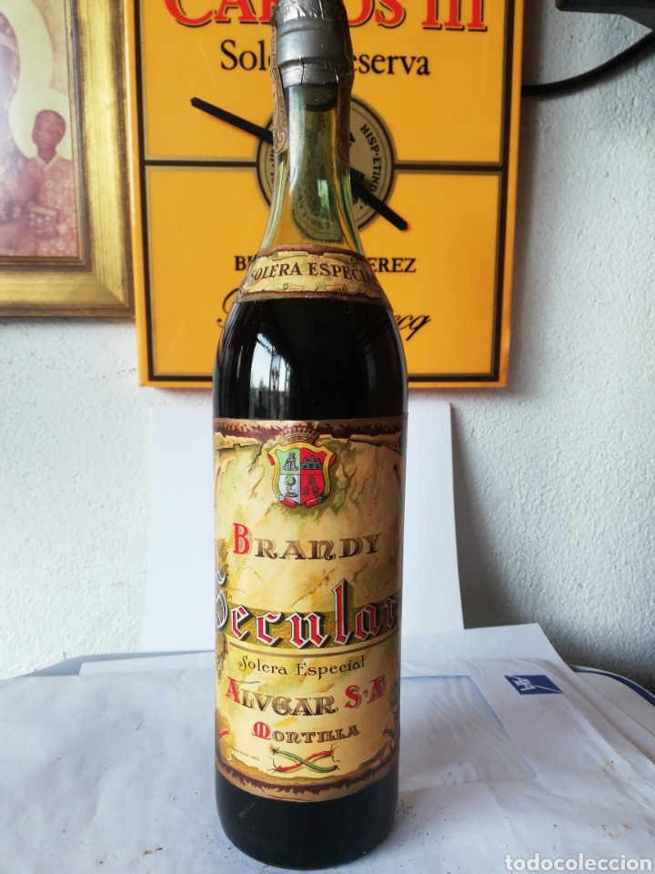Coleccionismo de vinos y licores: Secular, Brandy, Alvear 0,80 cts, entera