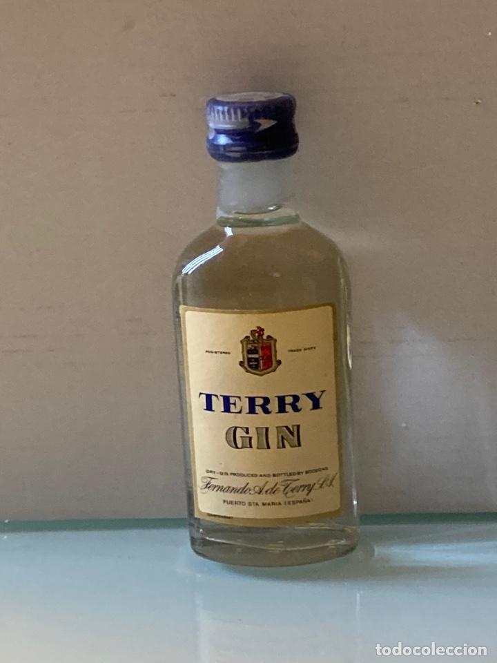 Coleccionismo de vinos y licores: Botell&iacute;n Ginebra Terry. Fernando A. de Terry. Puerto de Santa Mar&iacute;a. 10 cm.