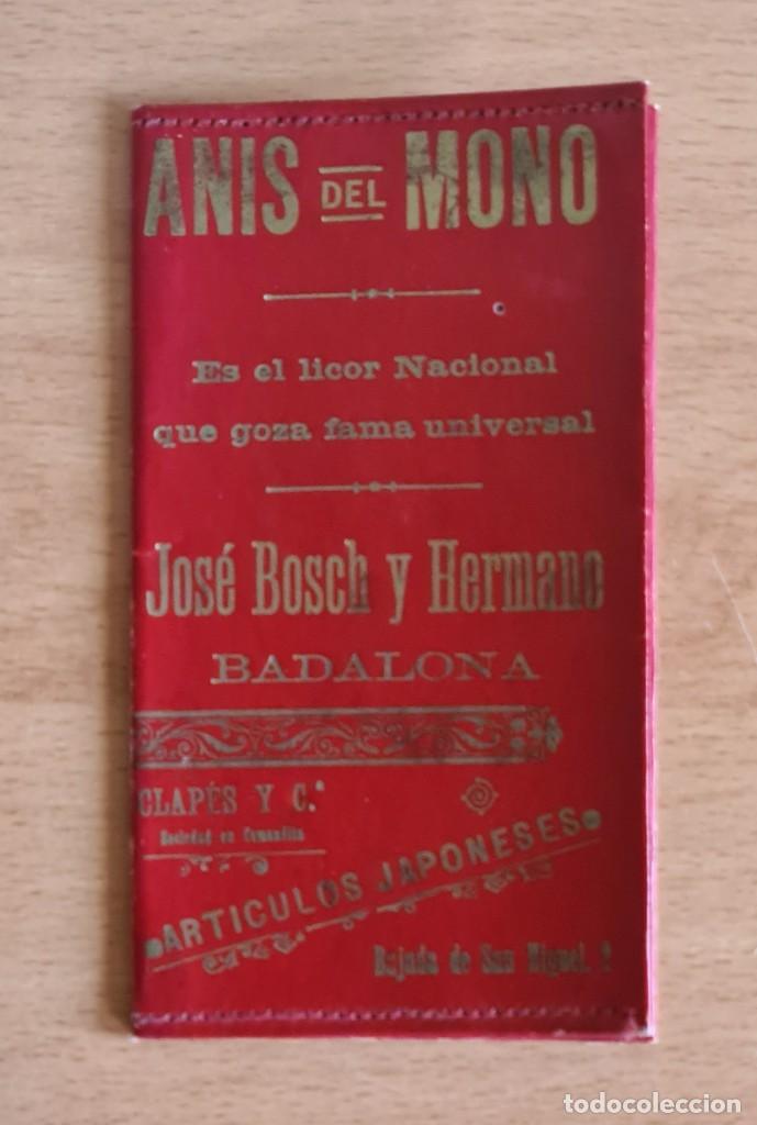 Coleccionismo de vinos y licores: Antiguas Tapas Libreta publicidad An&iacute;s del Mono Jos&eacute; Bosch y Hermano - Licor Aguardiente Badalona