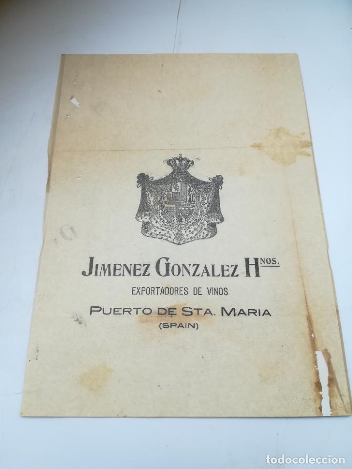 Coleccionismo de vinos y licores: ANTIGUO PAPEL PARA EMPAPELAR BOTELLAS. PUBLICIDAD JIMENEZ GONZALEZ HNOS. PUERTO SANTA MARIA
