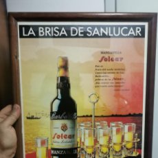 Coleccionismo de vinos y licores: CARTEL ENMARCADO MANZANILLA SOLEAR DE BARBADILLO. AÑOS 80. Lote 298076323