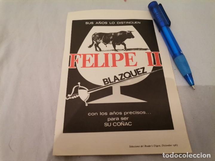 Coleccionismo de vinos y licores: CO&Ntilde;AC FELIPE II BLAZQUEZ ANTIGUO ANUNCIO PUBLICIDAD REVISTA