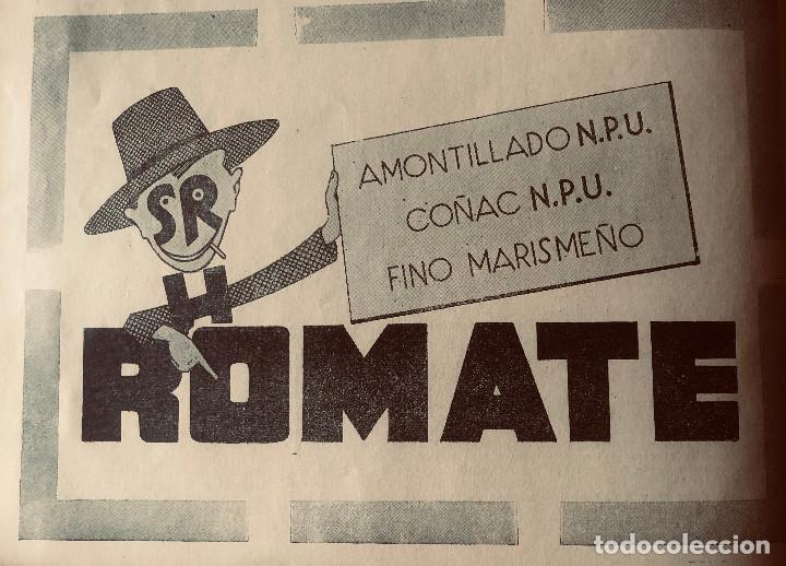 Coleccionismo de vinos y licores: Publicidad original a&ntilde;o 1943. Vinos y co&ntilde;acs 'Romate'. 16 x 22 cm. Buen estado.