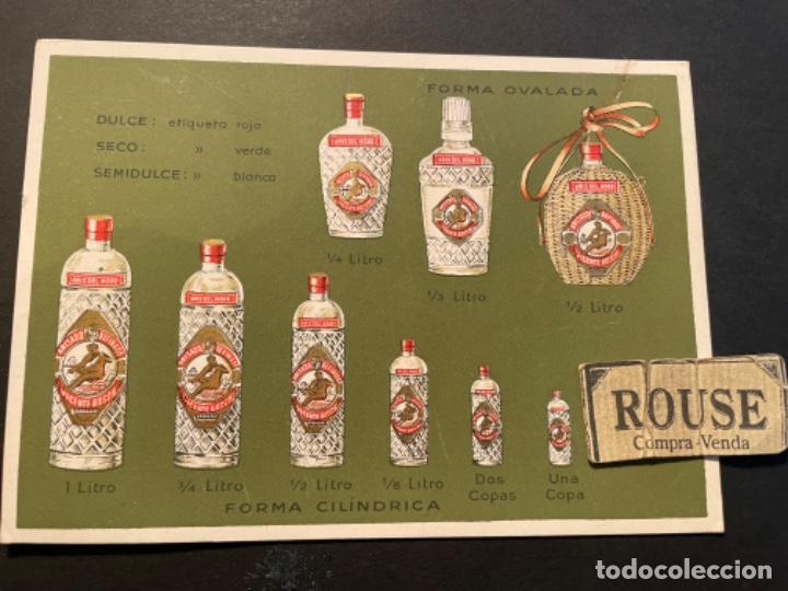 Coleccionismo de vinos y licores: ANIS DEL MONO - VICENTE BOSCH - BADALONA TARJETON PUBLICITARIO MEDIDAS Y CAPACIDAD DE LAS BOTELLAS