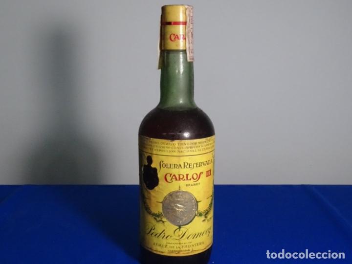 Coleccionismo de vinos y licores: BRANDY CARLOS III. PEDRO DOMEQ. JEREZ. SOLERA RESERVADA. FRANCO.