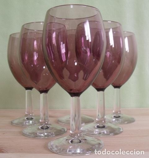 Coleccionismo de vinos y licores: Juego 6 Copas Vino Cristal Rosa