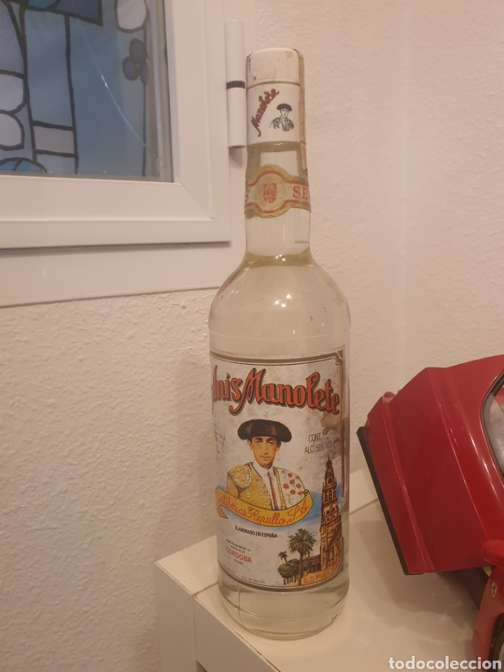 Coleccionismo de vinos y licores: antigua botella anis manolete .