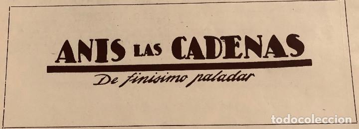 Coleccionismo de vinos y licores: Publicidad en prensa de an&iacute;s Las Cadenas. Original a&ntilde;o 1949. 8 x 20 cm.