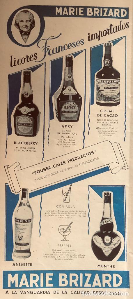 Coleccionismo de vinos y licores: Publicidad de prensa de licores Marie Brizard. Original a&ntilde;o 1954. 14 x 35 cm. Buen estado.