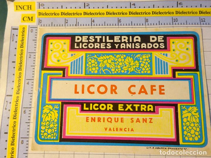 Sammlung von Weinen und Lik&ouml;ren: ETIQUETA DE BEBIDAS. VINO LICORES. VALENCIA, ENRIQUE SANZ. LICOR DE CAF&Eacute; DESTILERIA ANISADOS. 191