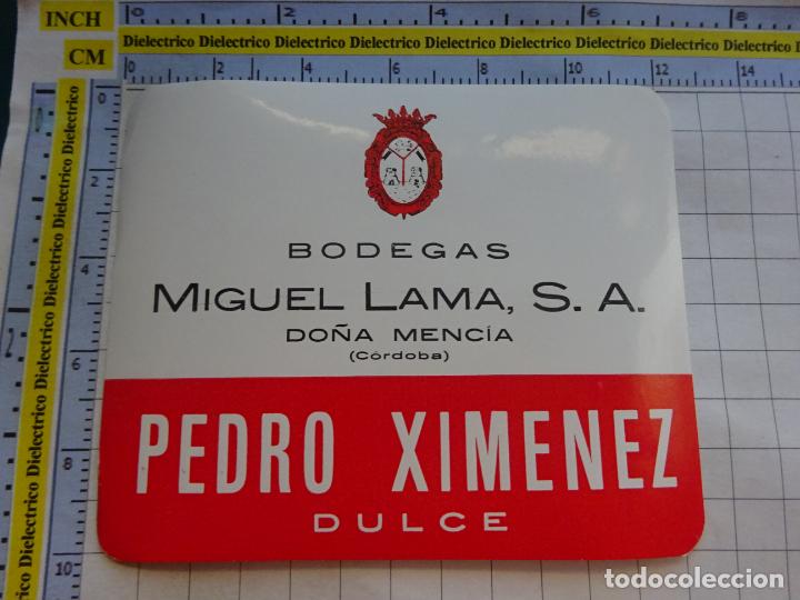 Sammlung von Weinen und Lik&ouml;ren: ETIQUETA DE BEBIDAS. VINO LICORES. C&Oacute;RDOBA DO&Ntilde;A MENCIA PEDRO XIMENEZ DULCE MIGUEL LAMA. 526
