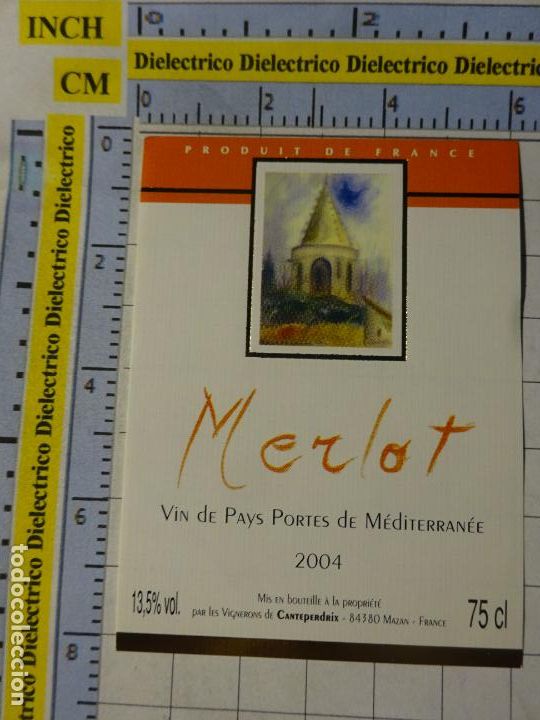Coleccionismo de vinos y licores: ETIQUETA DE BEBIDAS. VINO LICORES. FRANCIA MERLOT VIN DE PAYS PORTES DE MEDITERRAN&Eacute;E. 2004. 552
