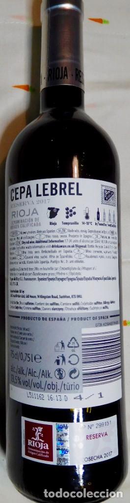 vino tinto cepa lebrel, on and todocoleccion - 2017, botell de liqueurs reserva wines, Buy spirits Collectible