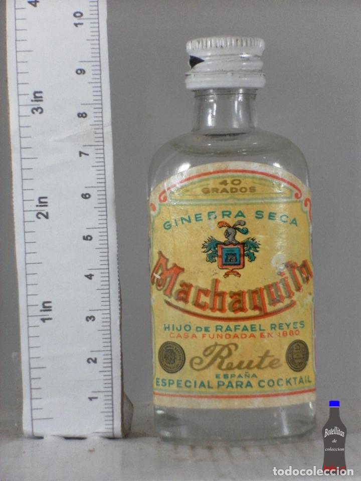Coleccionismo de vinos y licores: BOTELLITA BOTELLIN GINEBRA SECA MACHAQUITO HIJO DE RAFAEL REYES RUTE