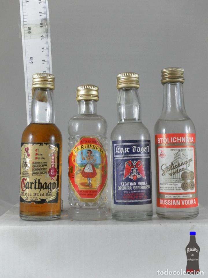 Coleccionismo de vinos y licores: BOTELLITA BOTELLIN 4 MINS DESTILERIAS CARTHAGO ANIS VODKA BRANDY