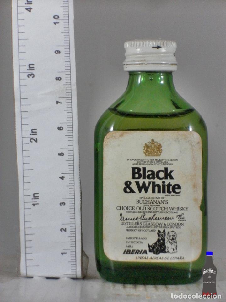 Coleccionismo de vinos y licores: BOTELLITA BOTELLIN WHISKY BLACK & WHITE SCOTCH WHISKY LINEAS AEREAS ESPA&Ntilde;A IBERIA GONZALEZ BYASS