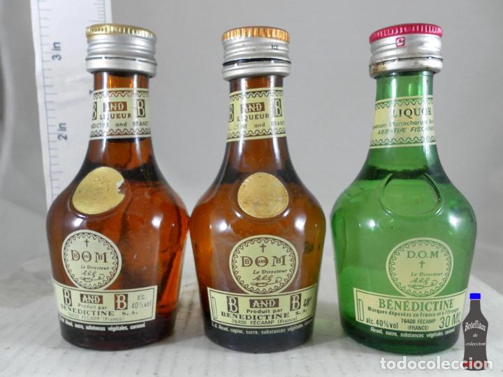 Collection of wines and liquors: BOTELLITA BOTELLIN LOTE DE 3 DOM BENEDOCTINE FECAMP FRANCE