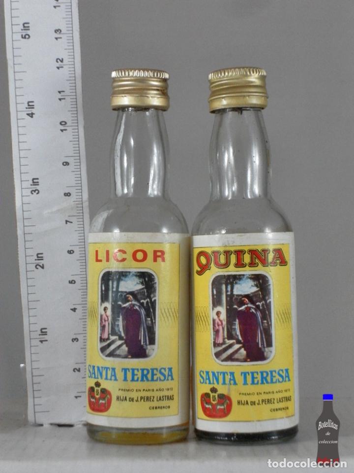 Coleccionismo de vinos y licores: BOTELLITA BOTELLIN LOTE 2 BOTELLINES LICOR QUINA SANTA TERESA HIJA DE J PEREZ LASTRAS CEBREROS