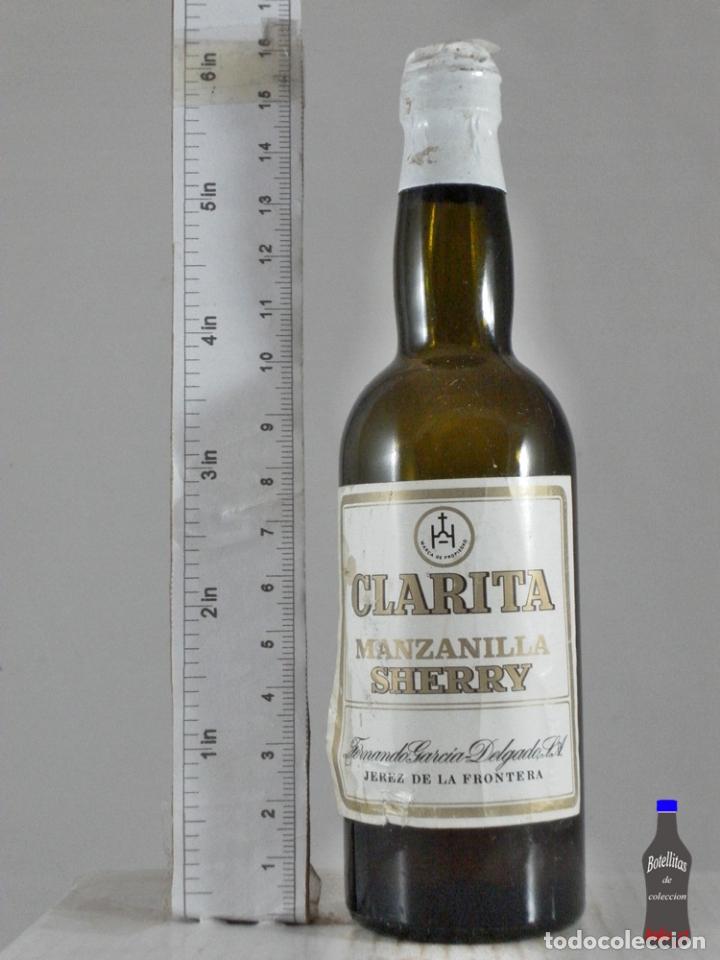 Collection of wines and liquors: BOTELLITA BOTELLIN CLARITA MANZANILLA SHERRY FERNANDO GARCIA DELGADO S.A. JEREZ DE LA FRONTERA