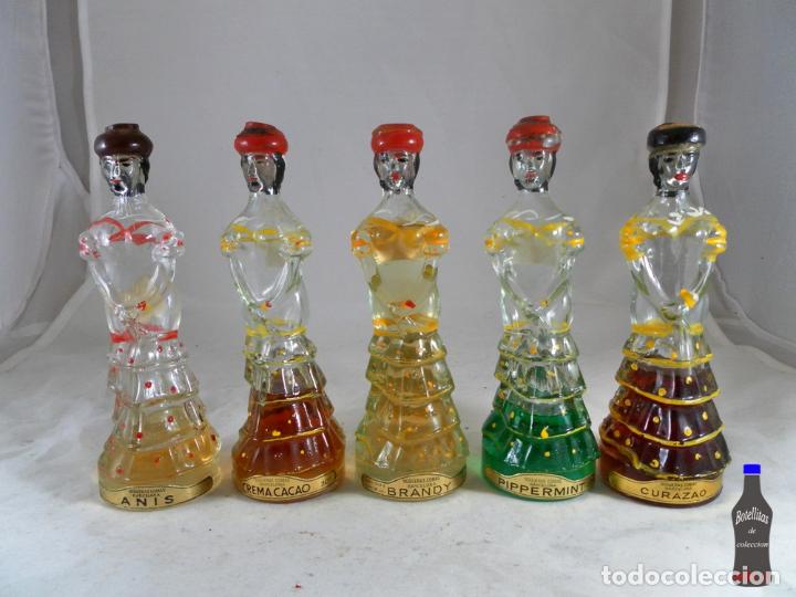 Coleccionismo de vinos y licores: BOTELLITA BOTELLIN LOTE DE 5 SEVILLANAS NOGUERAS COMAS ANIS BRANDY