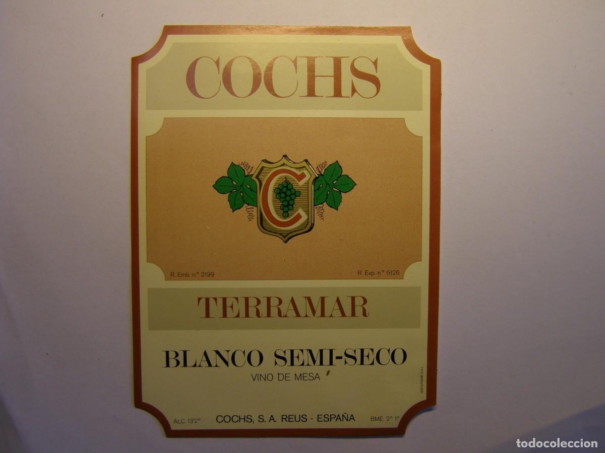 Coleccionismo de vinos y licores: Etiqueta antigua de vino blanco semiseco Cochs. Reus. Tarragona.
