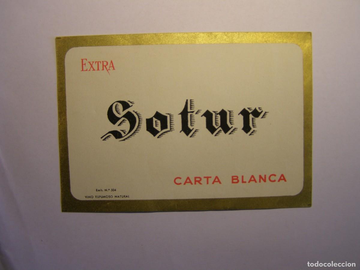 Coleccionismo de vinos y licores: Etiqueta antigua de vino espumoso SOTUR.