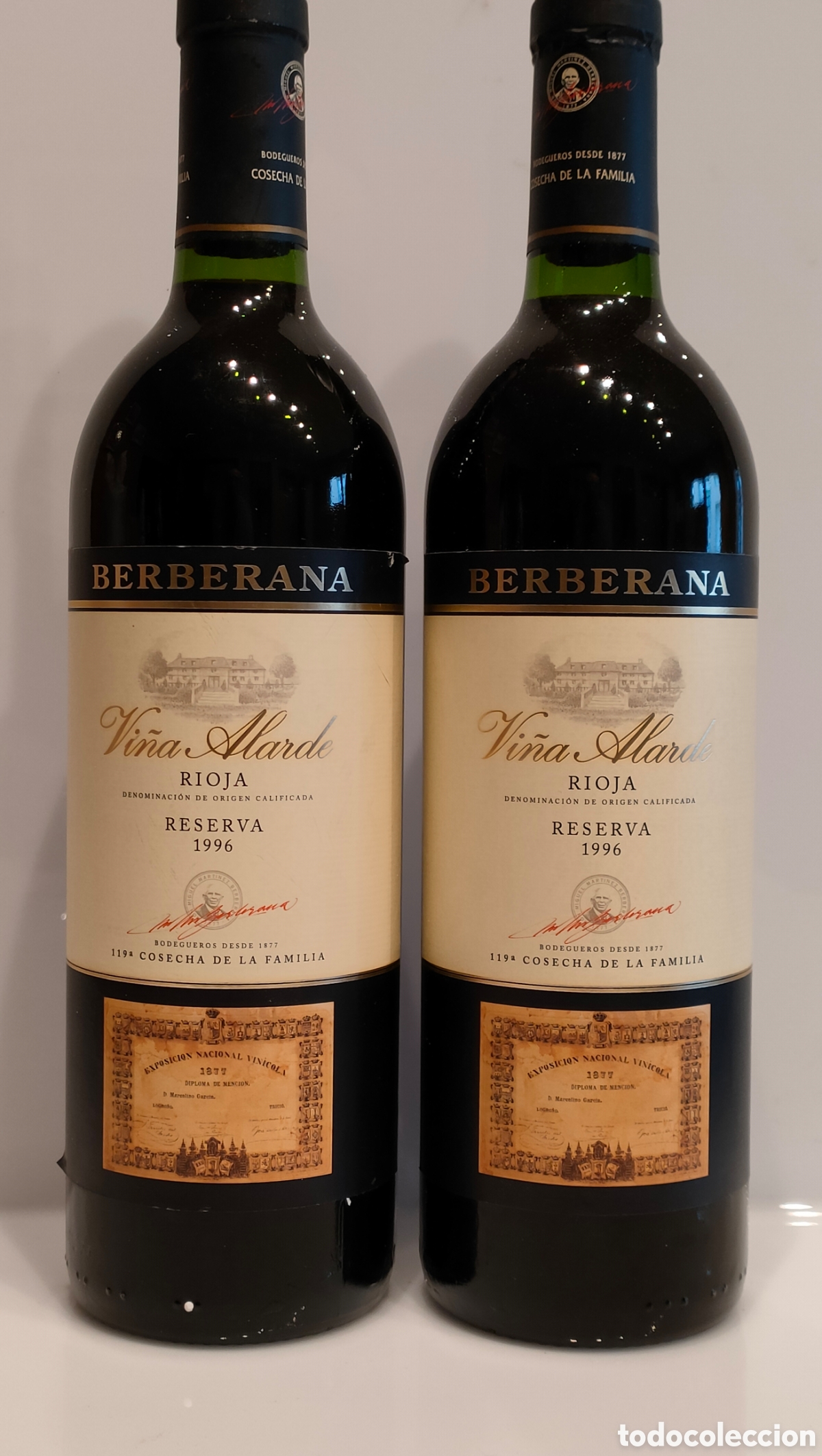 Sammlung von Weinen und Lik&ouml;ren: 2 botellas vino BERBERANA 1996 RESERVA VI&Ntilde;A ALARDE ( Cosecha de la Fam&iacute;lia)