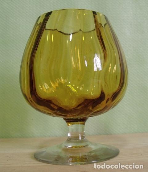 Coleccionismo de vinos y licores: Copa Grande Anis Co&ntilde;ac Cristal Marr&oacute;n Ambar