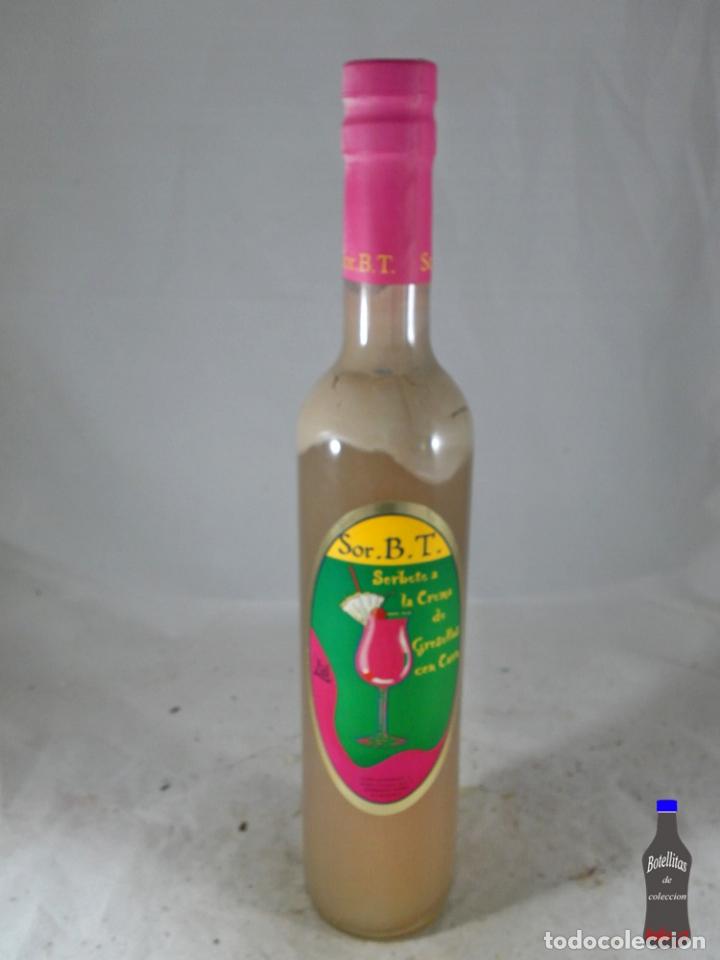 Collection of wines and liquors: BOTELLA LICOR SORBETE SOR B T CREMA DE GROSELLAS CON NATA ALMEDRALEJO
