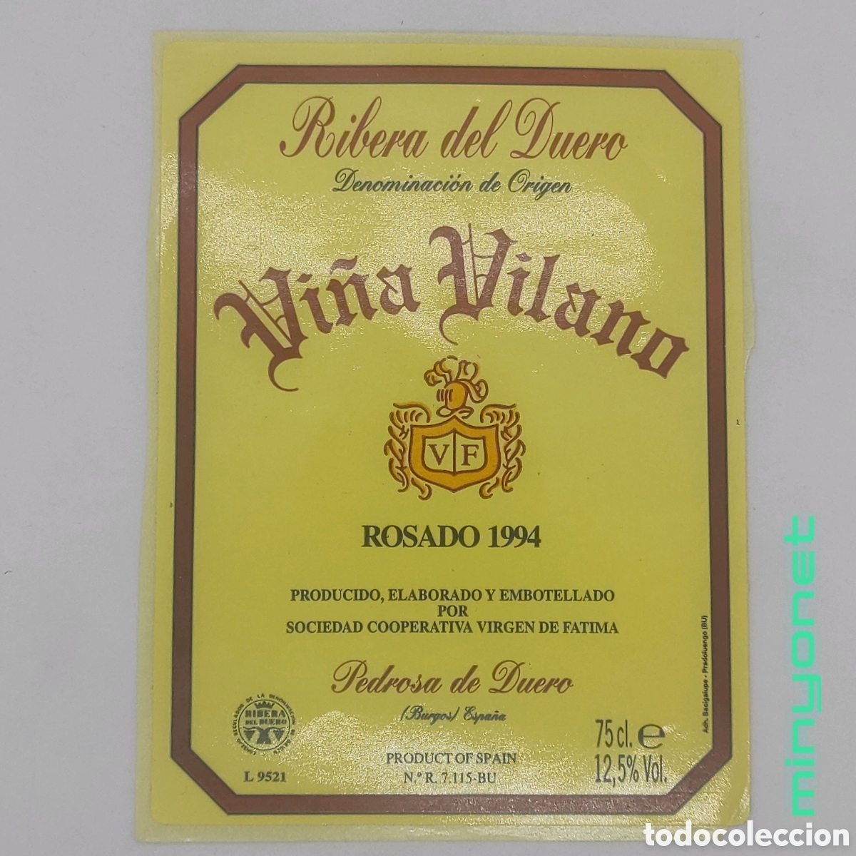 Coleccionismo de vinos y licores: Etiqueta vino Vi&ntilde;a Vilano Ribera del Duero - Pegatina