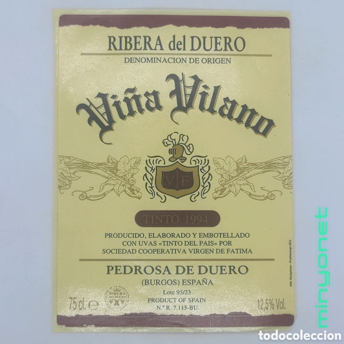 Coleccionismo de vinos y licores: Etiqueta vino Vi&ntilde;a Vilano Ribera del Duero - Pegatina