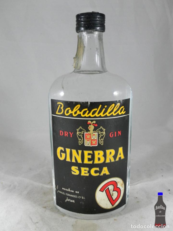 Sammlung von Weinen und Lik&ouml;ren: BOTELLA DRY GIN BOBADILLA GINEBRA SECA MANUEL FERNANDEZ JEREZ 80 CENTIMOS