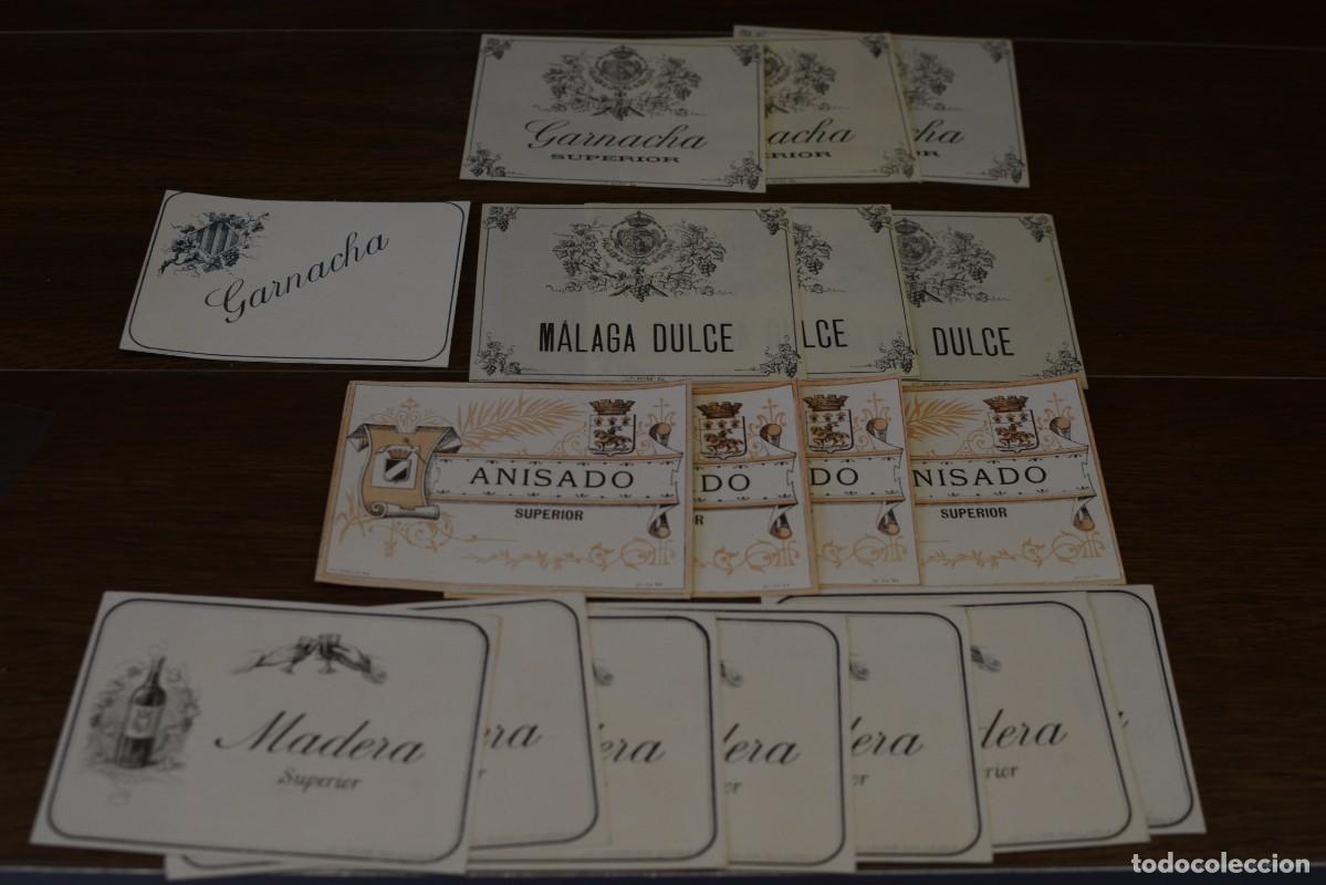 Sammlung von Weinen und Lik&ouml;ren: lote de 18 etiquetas antiguas de bebidas