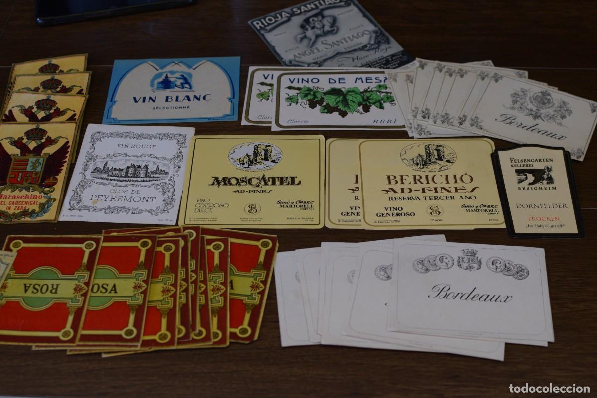 Sammlung von Weinen und Lik&ouml;ren: lote de 38 etiquetas antiguas de bebidas