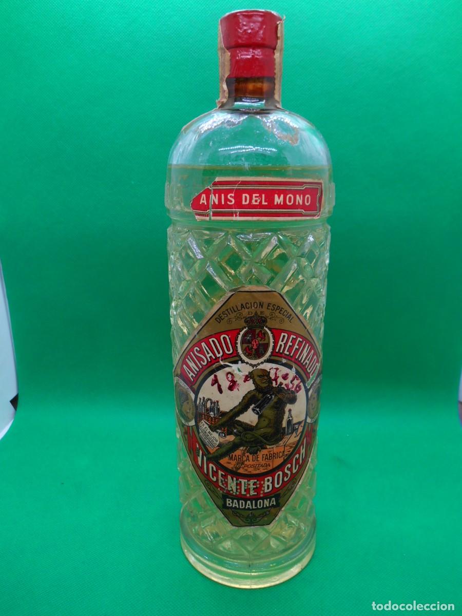 Coleccionismo de vinos y licores: BOTELLA ANTIGUA DE ANIS DEL MONO LLENA Y PRECINTADA - A&Ntilde;OS 50 -
