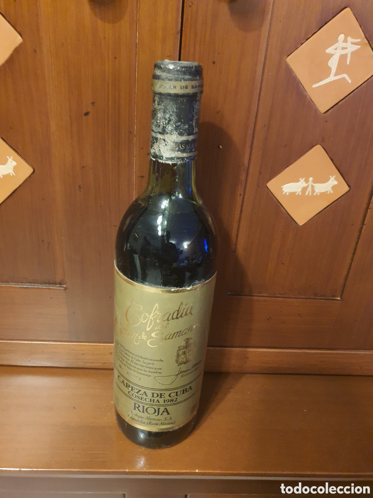 Collection of wines and liquors: botella vino cofradia del solaz de samaniego cabeza de cuba cosecha 1982