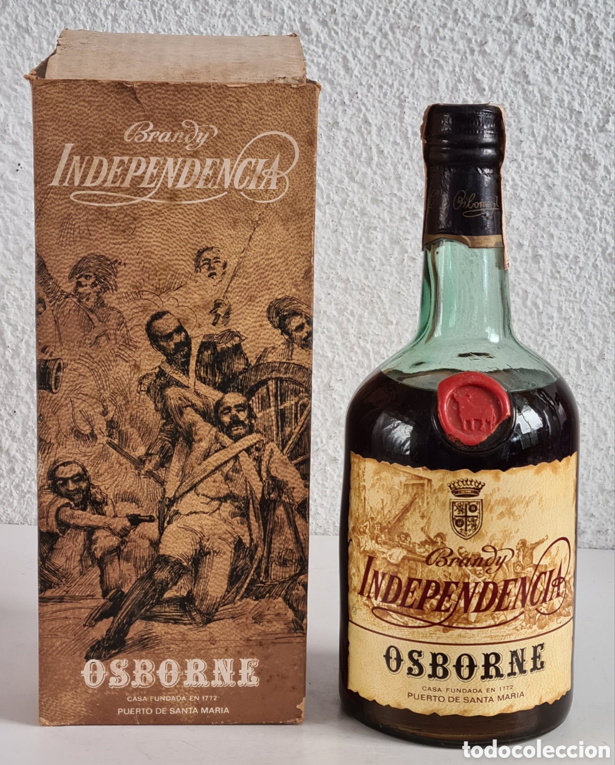 Coleccionismo de vinos y licores: Botella Brandy Independencia Osborne - Precintada - Puerto de Santa Maria C&aacute;diz - Licor Cognac