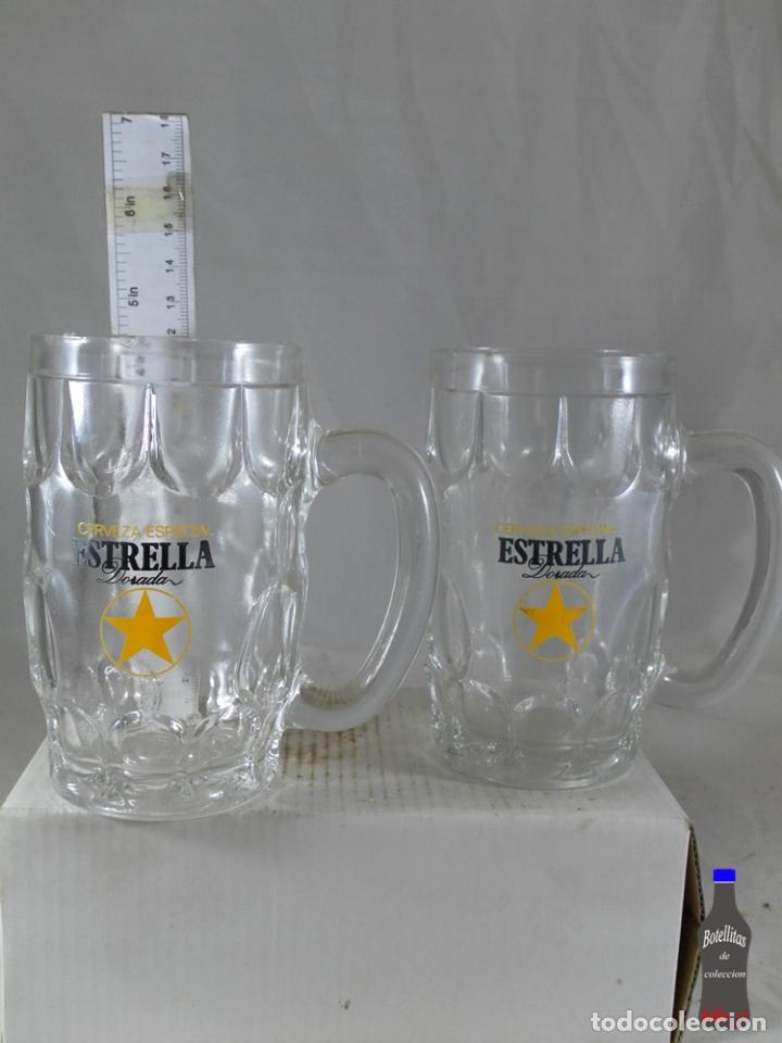 Collection of wines and liquors: LOTE DE 3 VASOS JARRAS CERVEZA ESPECIAL ESTRELLA DORADA
