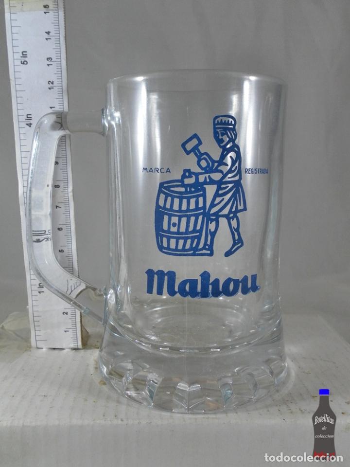 Coleccionismo de vinos y licores: JARRA VASO CERVEZA MAHOU SERIGRAFIA AZUL