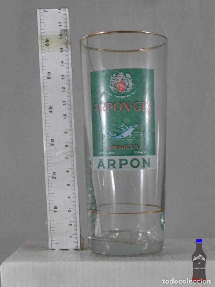 Coleccionismo de vinos y licores: VASO DE TUBO ARPON GIN ANTICH BARCELONA