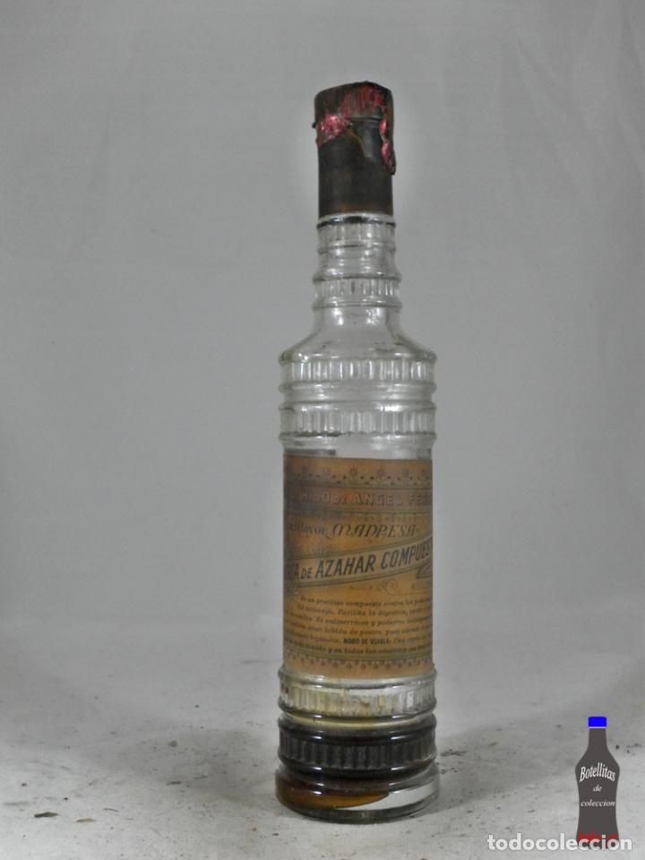 Collection of wines and liquors: BOTELLA LICOR DE AZAHAR COMPUESTO DROGUERIA HIJO DE ANGEL FERRER MANRESA