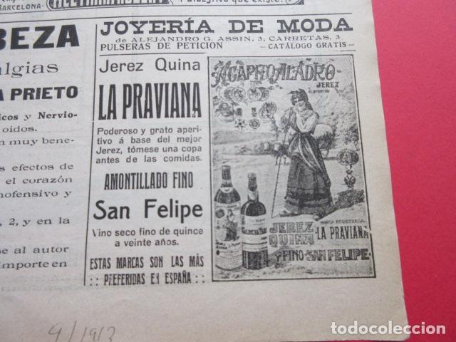 Coleccionismo de vinos y licores: PUBLICIDAD A&Ntilde;O 1913 - JEREZ QUINA LA PRAVIANA / TRASERA EIBAR ESCOPETAS CAZA SARASQUETA