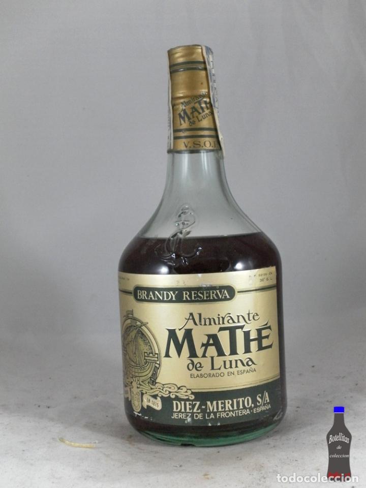 Collection of wines and liquors: BOTELLA BRANDY RESERVA ALMIRANTE MATHE DE LUNA VSOP DIEZ MERITO JEREZ FRONTERA