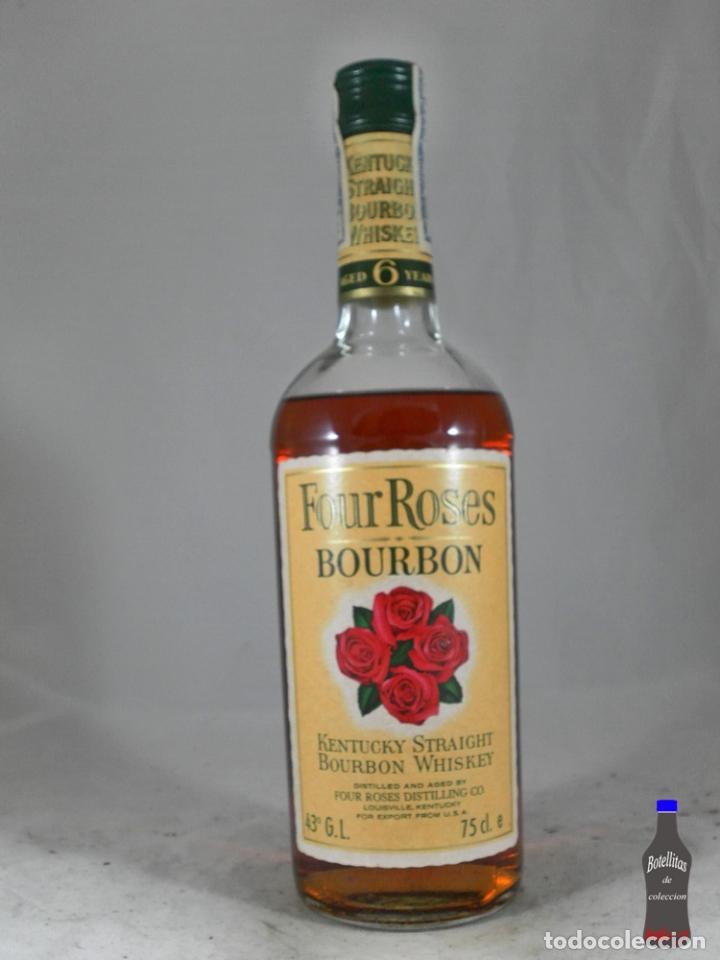 Collection of wines and liquors: BOTELLA FOUR ROSES BOURBON KENTUCKY STRAIGHT BOURBON WHISKEY 6 YEARS IMPORTADOR COPRIMAR A&Ntilde;OS 80
