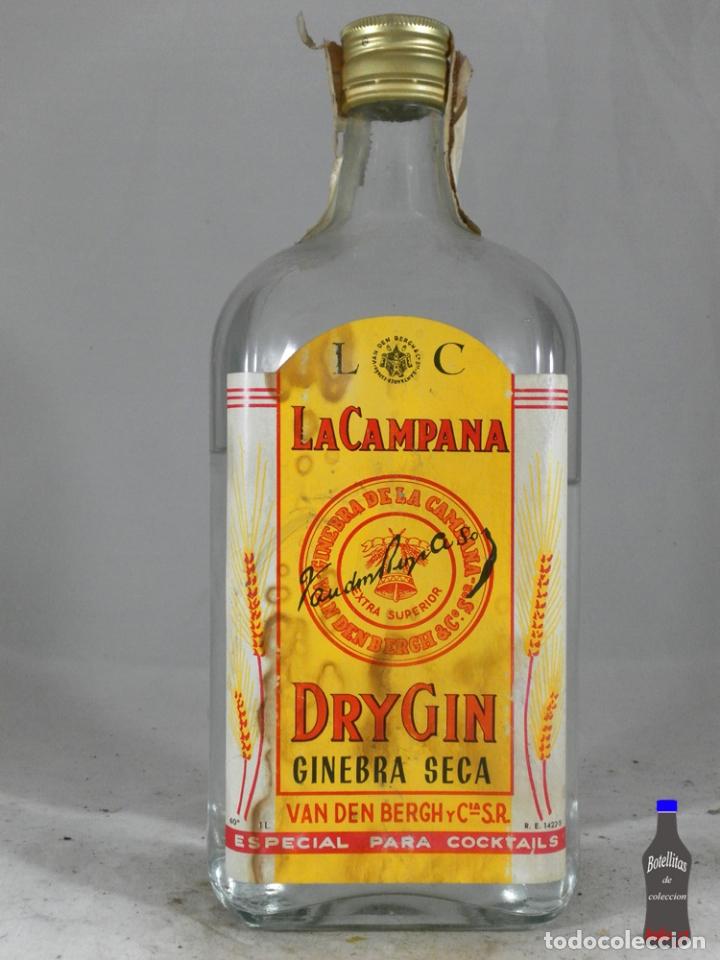 Sammlung von Weinen und Lik&ouml;ren: BOTELLA DRY GIN LA CAMPANA VAN DEN BERGH Y CIA