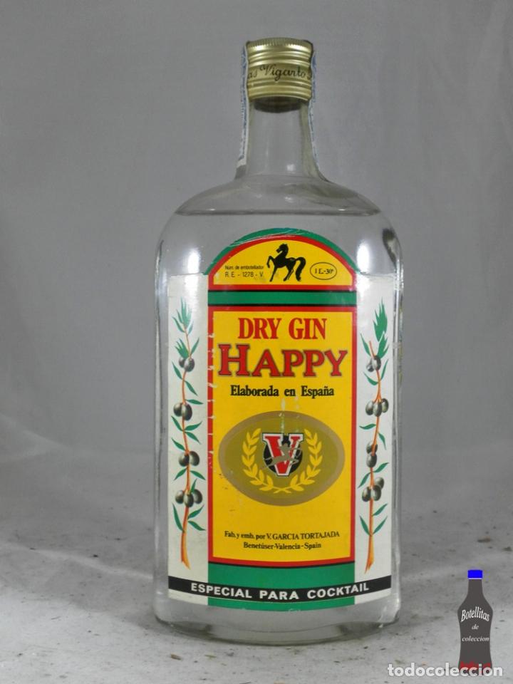 Sammlung von Weinen und Lik&ouml;ren: BOTELLA DRY GIN HAPPY V. GARCIA TORTAJADA VIGARTO VALENCIA