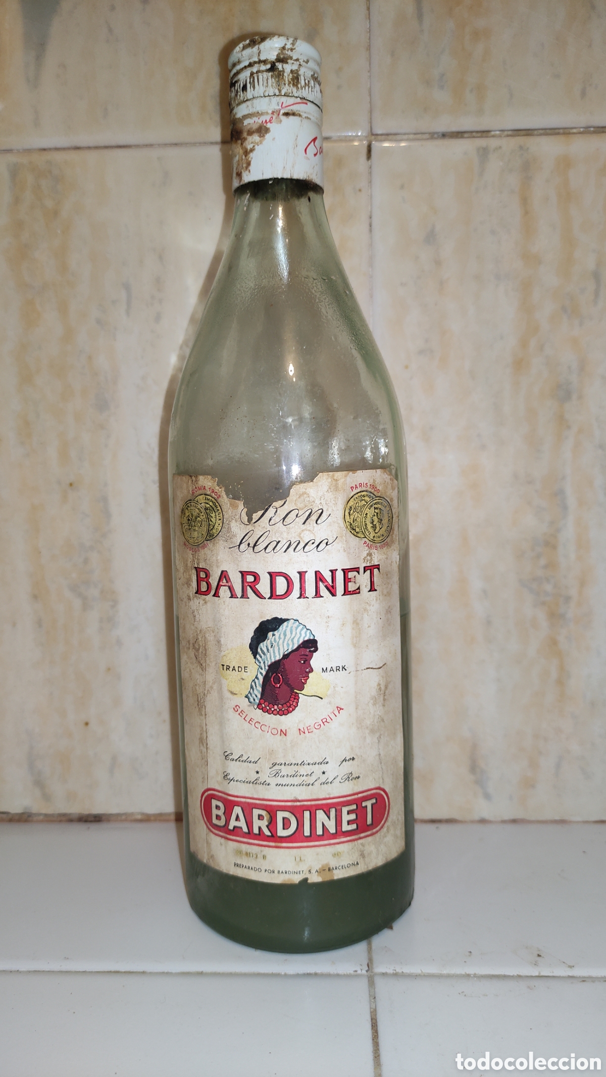 Coleccionismo de vinos y licores: Ron blanco bardinet, botella abierta